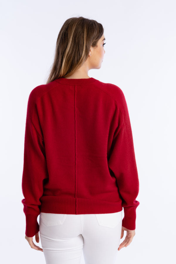 Middle-Seam Raglan Cashmere Sweater