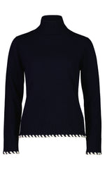 Whipstitch Mockneck Cashmere Sweater